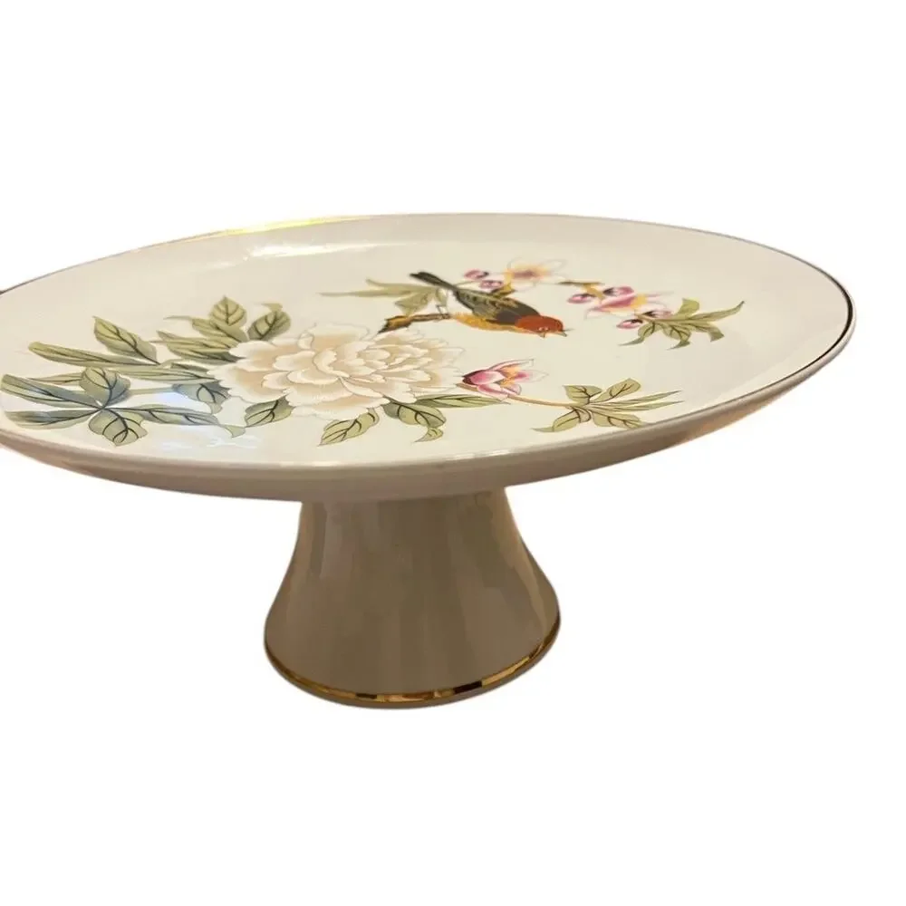 RARE VINTAGE SHAFFORD JAPAN CAKE STAND Chinese Garden Bird FAST SHIPPING 3040-35